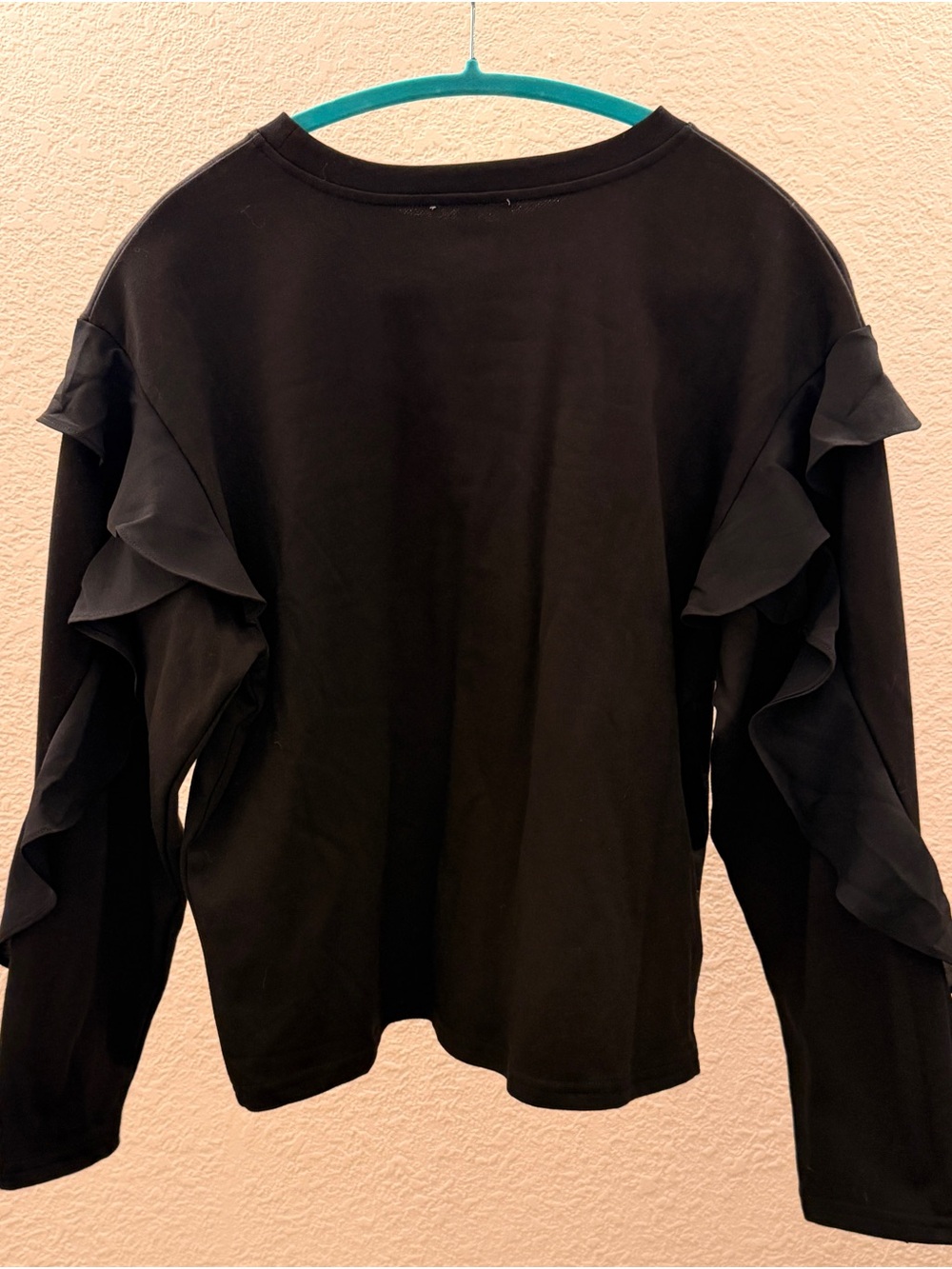 Easel Black Ruffle-Trim Pullover Top - Picture 2 of 3